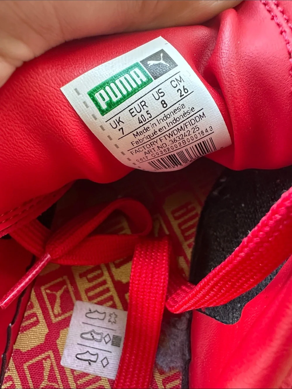 Puma Kids Red Suede Lace-Up Sneakers